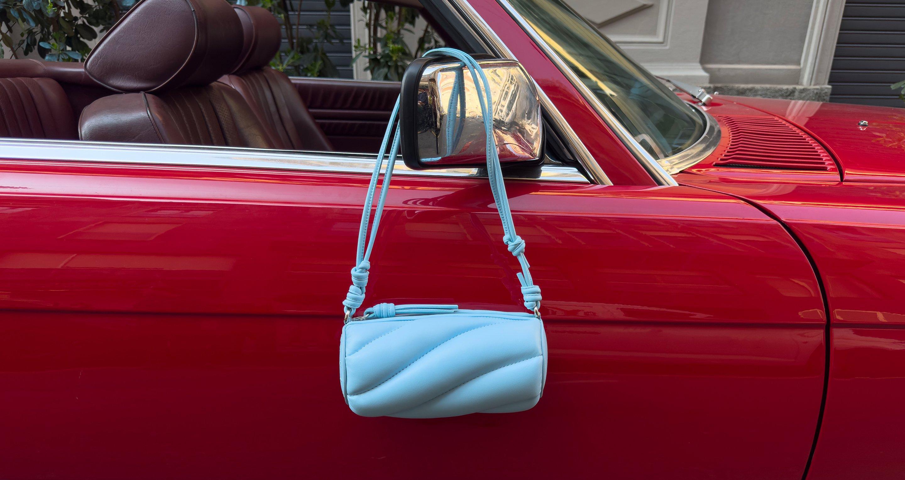 Mella Leather Mini Bag in Blue.